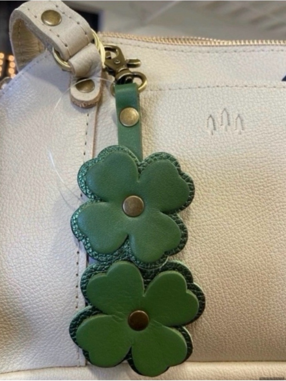 Portland Leather Four-Leaf Clover Bag Charm - NEW